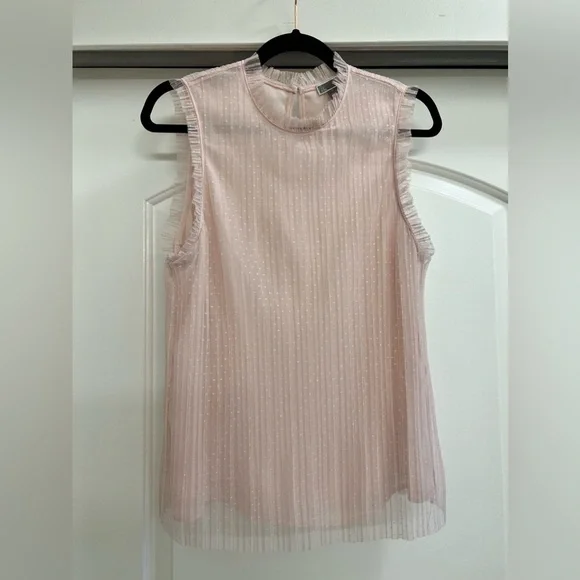 Chelsea 28 Pleated Swiss Dot Mock Neck Sleeveless Top - Picture 1 of 8